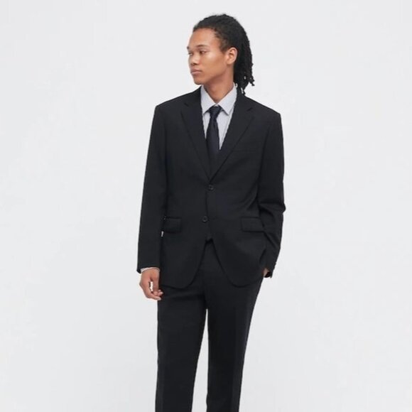NWT Uniqlo Stretch Wool Slim-Fit Jacket in Navy‎ Size 44x29.5